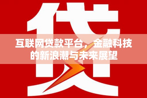 丰城互联网贷款平台，金融科技的新浪潮与未来展望