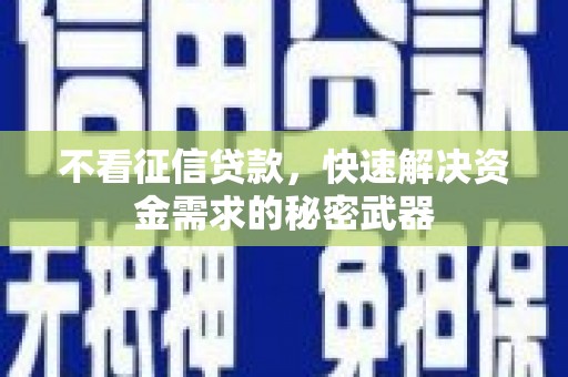 八里不看征信贷款，快速解决资金需求的秘密武器