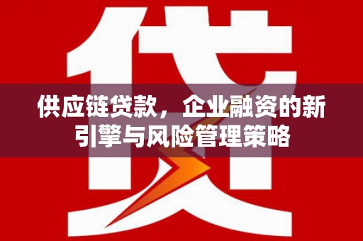 长洲供应链贷款，企业融资的新引擎与风险管理策略