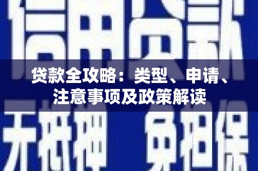 漾濞贷款全攻略：类型、申请、注意事项及政策解读